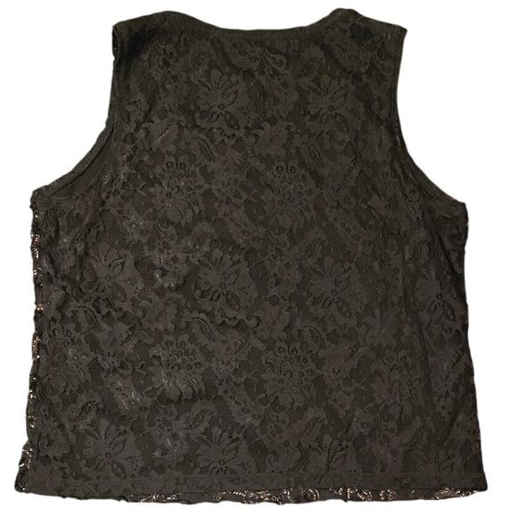 Chico's Black Sequin Front Lace Back Underlined Tank Top Sz 3/XL/16 EUC - Picture 2 of 5
